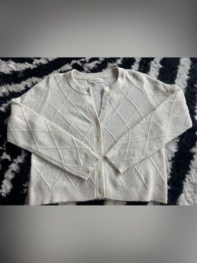 Lucky Brand Cream Diamond - Knit Button Down Cardigan